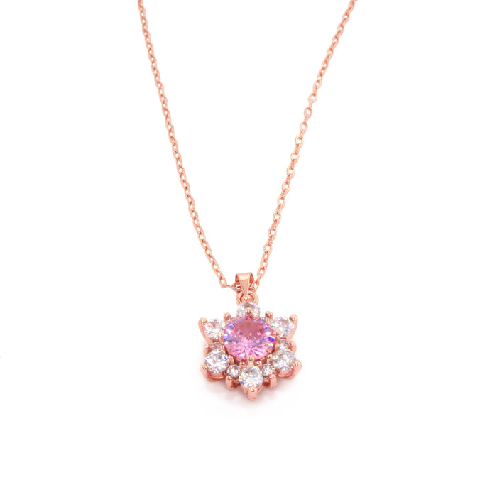 Pink Flower Cluster Necklace