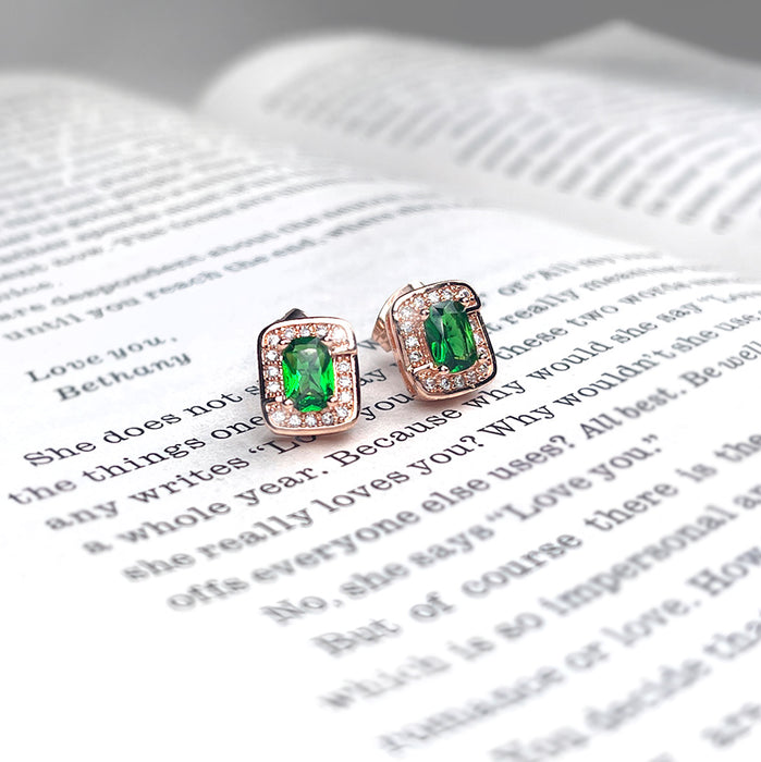 Halo Emerald Earrings