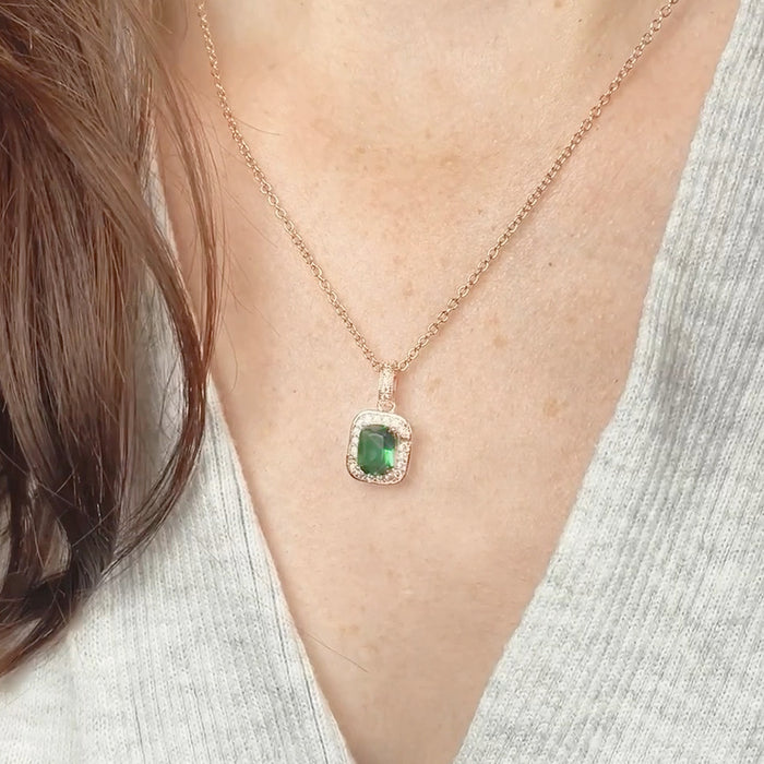 Halo Emerald Pendant Necklace
