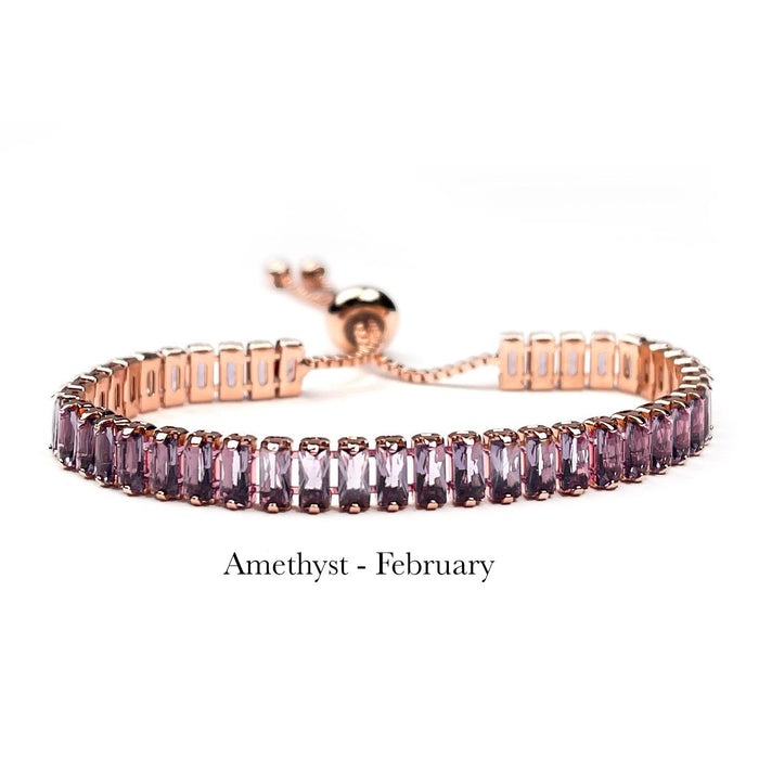 February Amethyst Rose Gold Bracelet