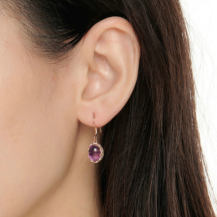 Queen Oval Amethyst Earrings