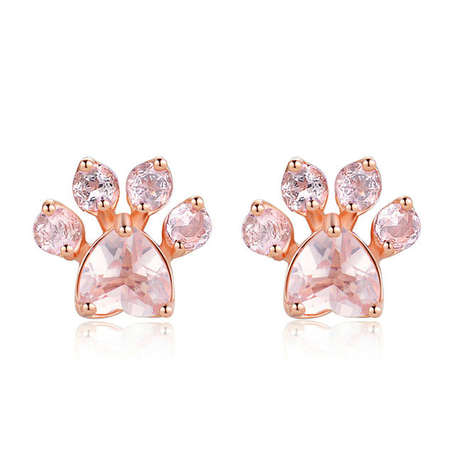 Rose Quartz Paw Earrings