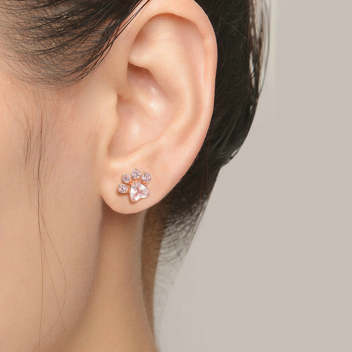 Rose Quartz Paw Earrings