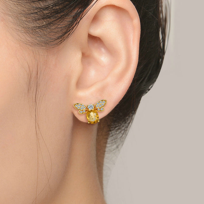 Citrine Bubble Bee Earrings