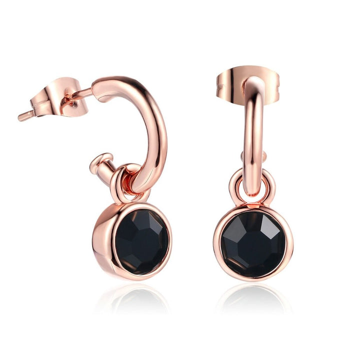 Obsidian Rose Gold Hoop Earrings