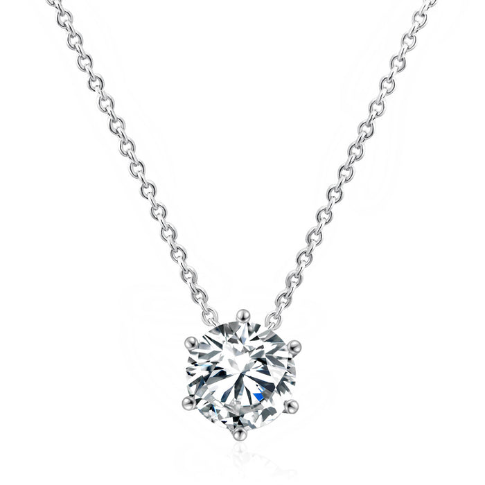 Silver Diamond Six Claw Necklace
