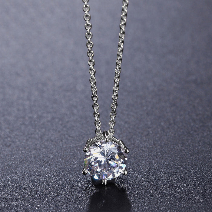 Silver Diamond Six Claw Necklace