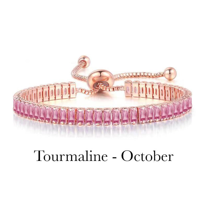 October Pink Tourmaline Rose Gold Bracelet