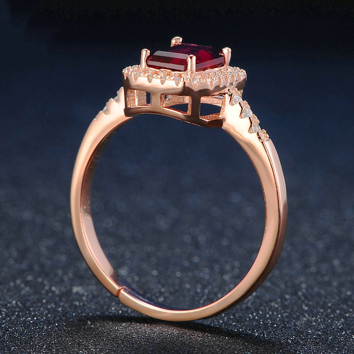 Luxury Halo Red Garnet Ring