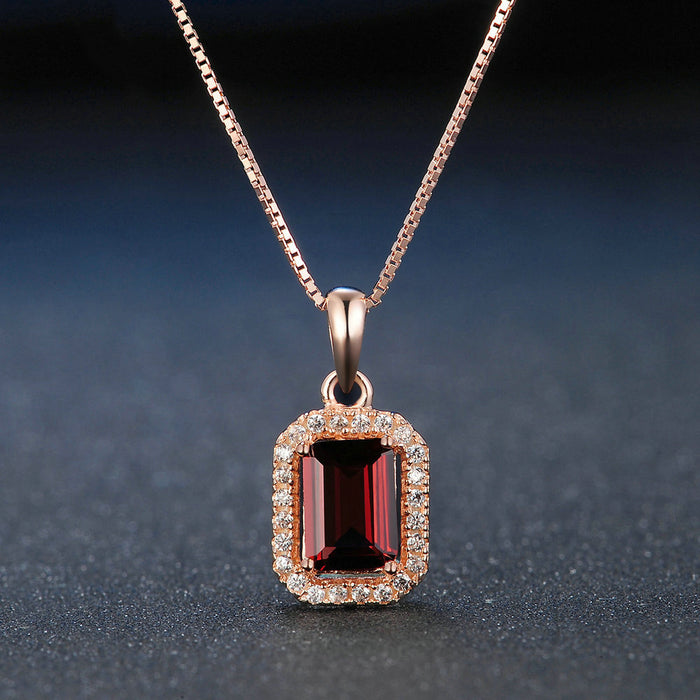 Luxury Halo Red Garnet Necklace