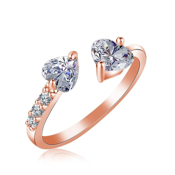 Double Heart Rose Gold Ring