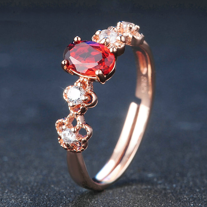 Classic Oval Red Garnet Ring